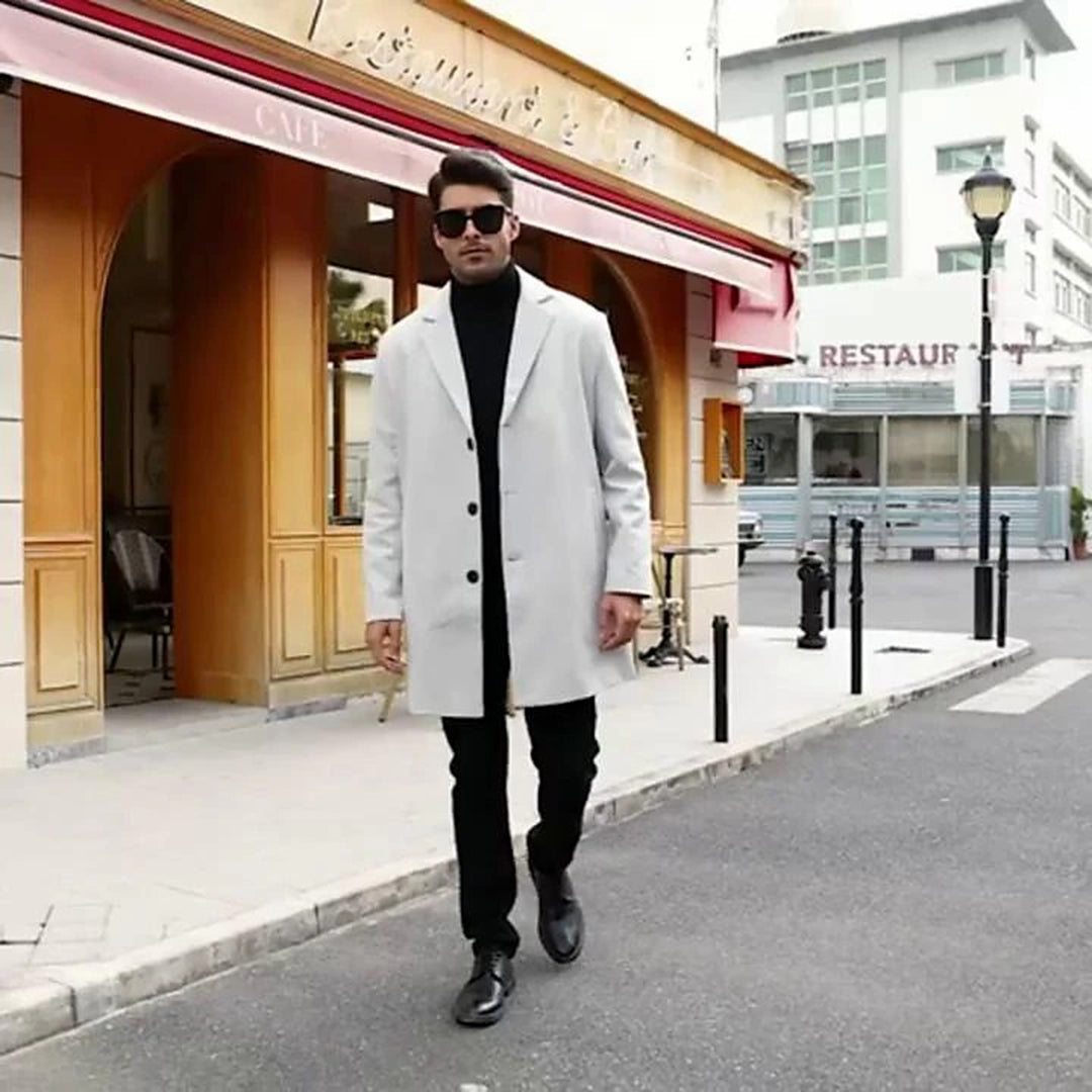 Wolljacke - Einreihig - Mittellang - Trenchcoat aus Wolle - Winterjacke für Männer-Chaps Herrenmode