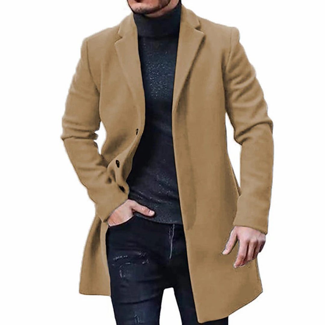 Wolljacke - Einreihig - Mittellang - Trenchcoat aus Wolle - Winterjacke für Männer-Chaps Herrenmode
