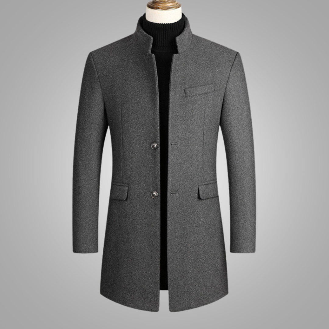 Wollmantel | Einreiher | halblang | Wolltrenchcoat | Wintermäntel und -jacken für Herren-Grau-M-Chaps Herrenmode