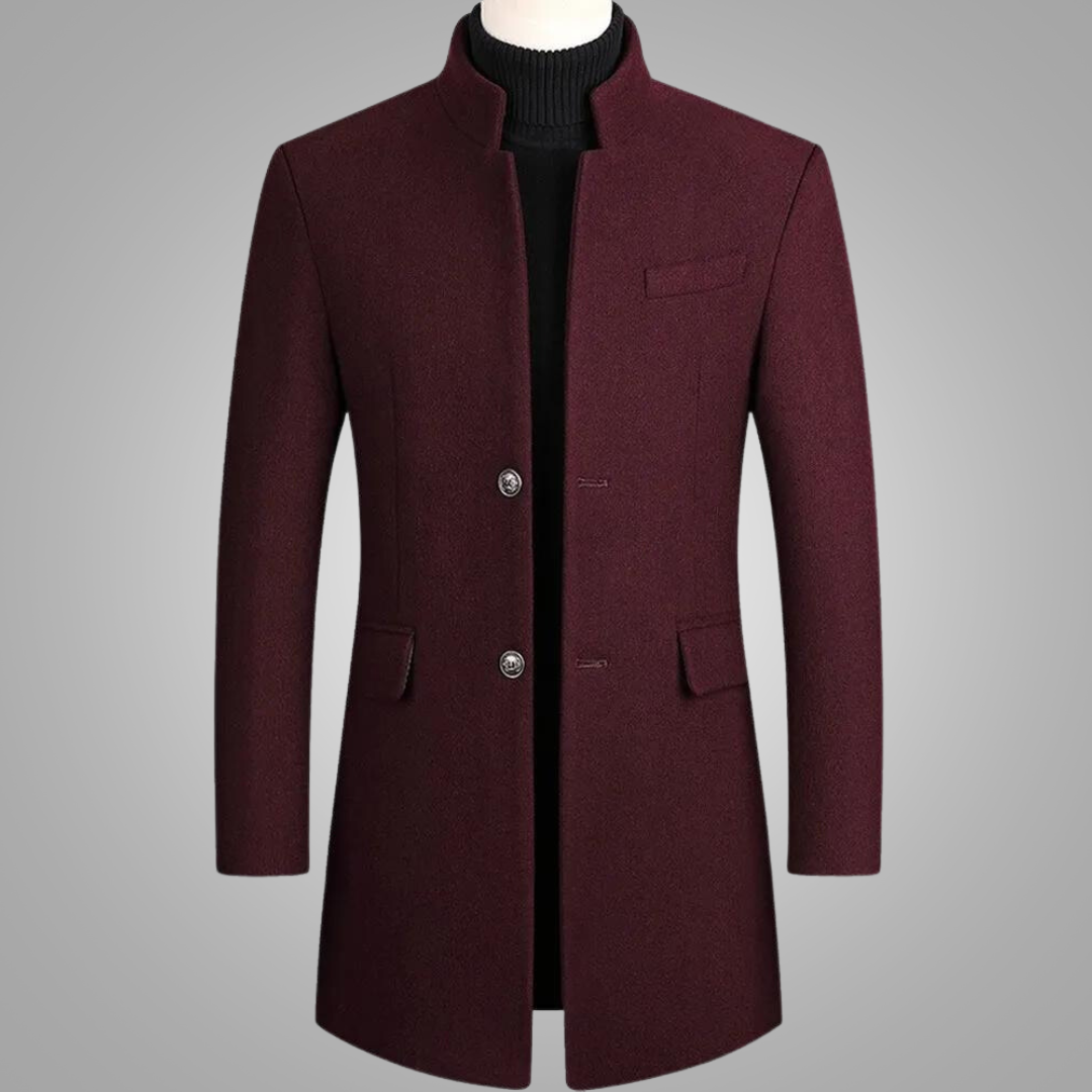 Wollmantel | Einreiher | halblang | Wolltrenchcoat | Wintermäntel und -jacken für Herren-Weinrot-M-Chaps Herrenmode