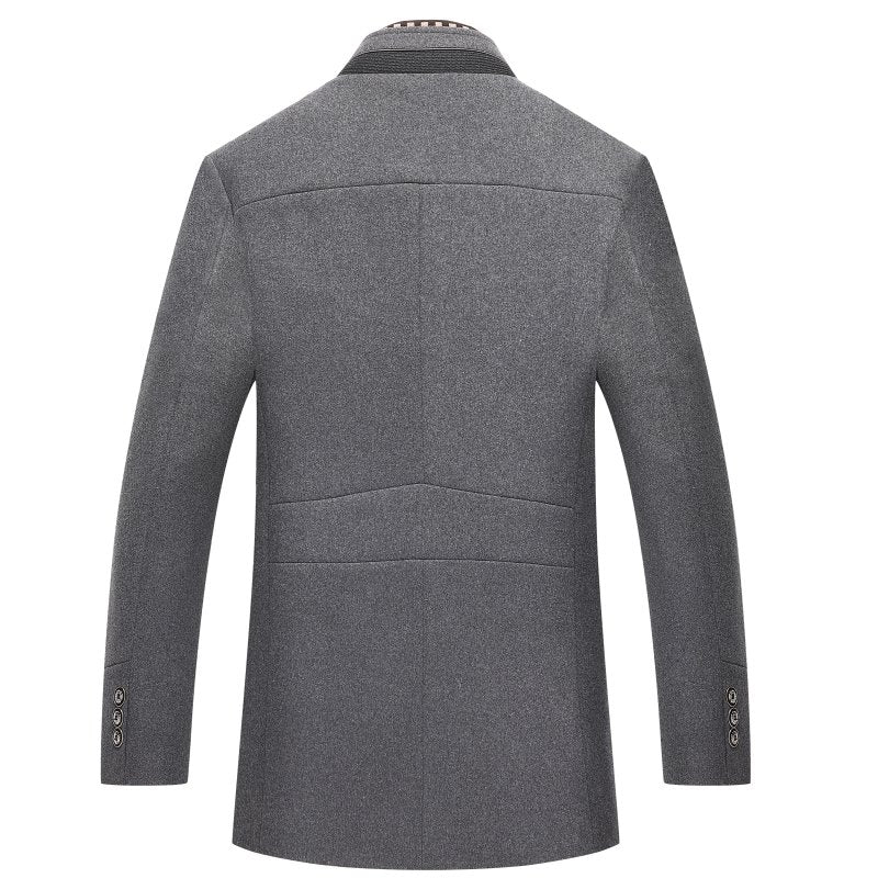 Wollmantel – Klassische, Einreihige, Gefütterte Winterjacke für Herren-Chaps Herrenmode