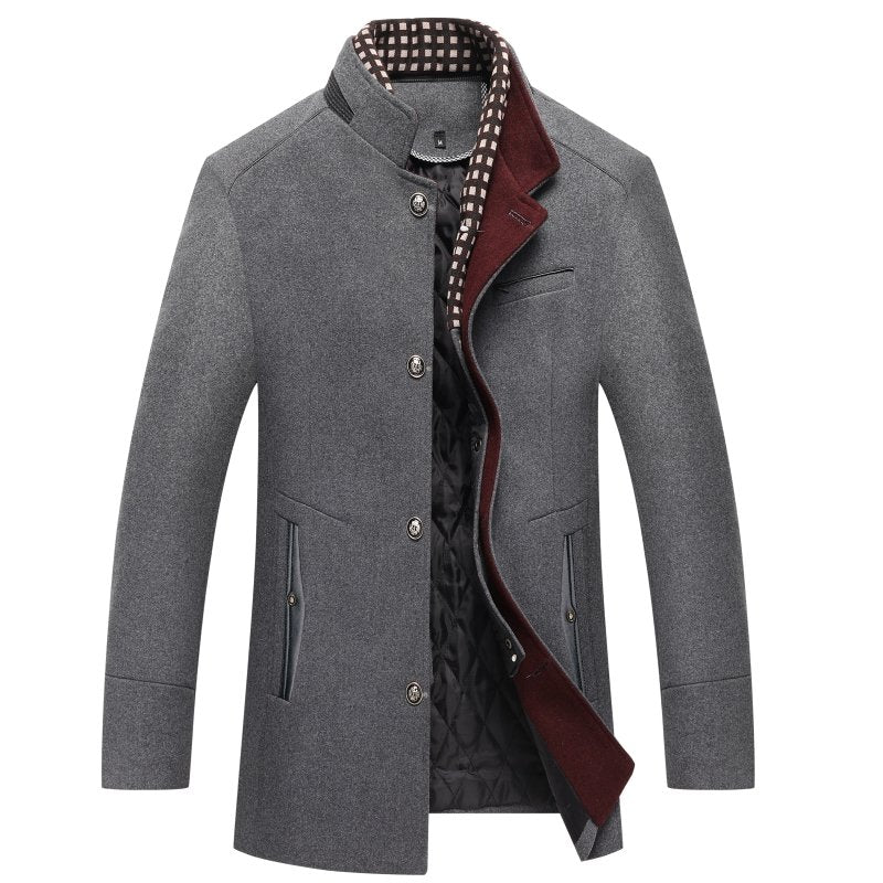 Wollmantel – Klassische, Einreihige, Gefütterte Winterjacke für Herren-Grau-S-Chaps Herrenmode
