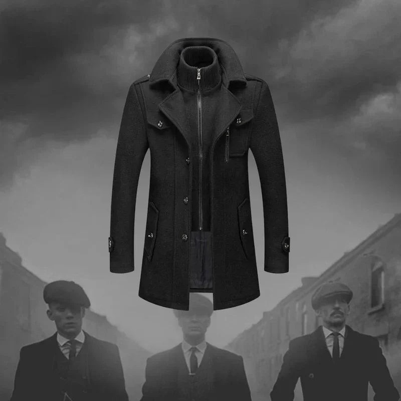 Wollmantel - Mittellange Zip-Up-Wolljacke für Männer für den Winter-Chaps Herrenmode