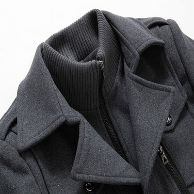 Wollmantel - Mittellange Zip-Up-Wolljacke für Männer für den Winter-Chaps Herrenmode