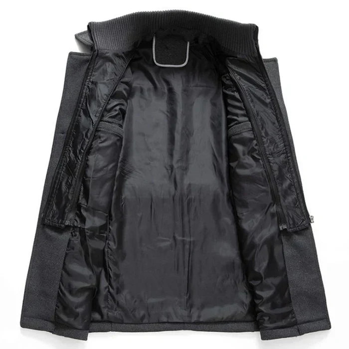 Wollmantel - Mittellange Zip-Up-Wolljacke für Männer für den Winter-Chaps Herrenmode