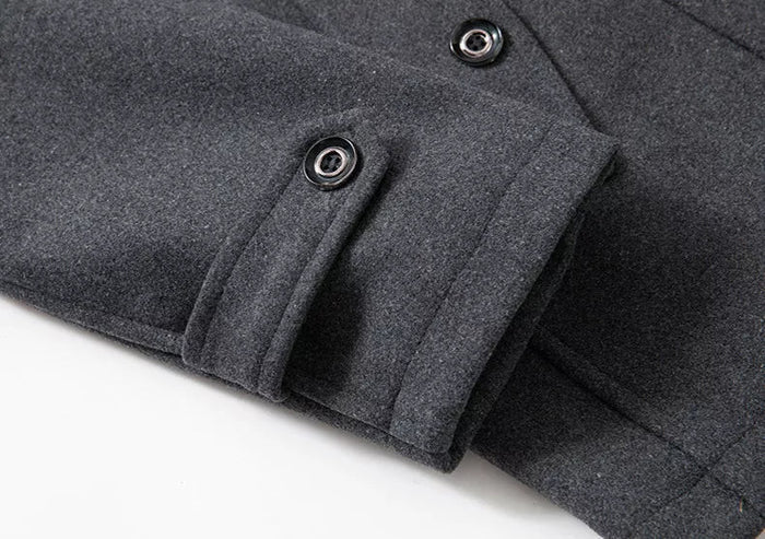 Wollmantel - Mittellange Zip-Up-Wolljacke für Männer für den Winter-Chaps Herrenmode