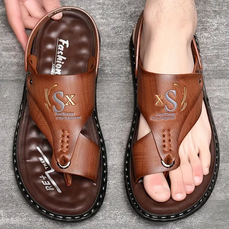 Youssef Sandalen | Bequeme Freizeitpantoffeln für Männer-Dunkelbraun-38.5-Chaps Herrenmode
