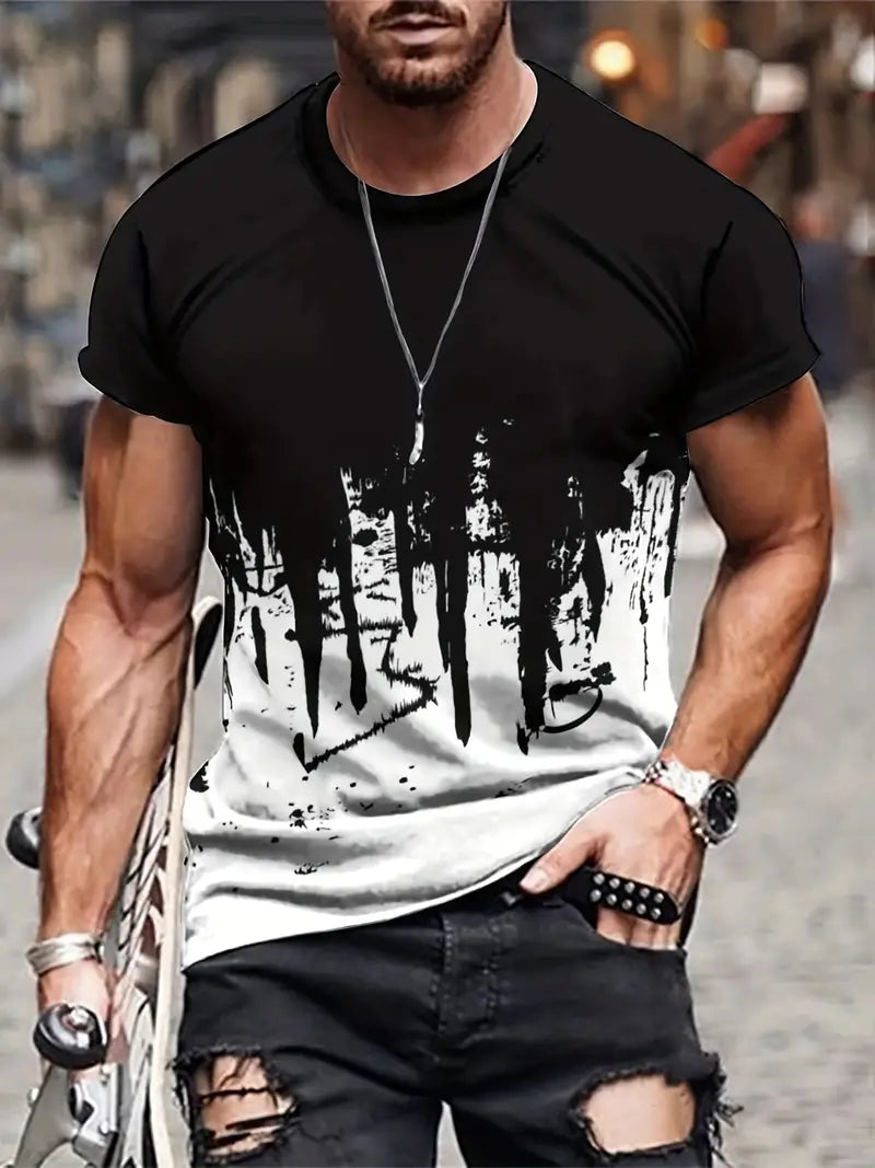 Zachary T-Shirt | Herren Casual Splash Print Hemd-Weiß-S-Chaps Herrenmode