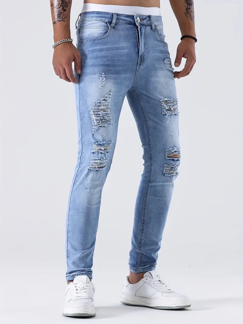 Zayden Zerrissene Jeans | Trendige Slim Fit Jeans für Männer-Chaps Herrenmode