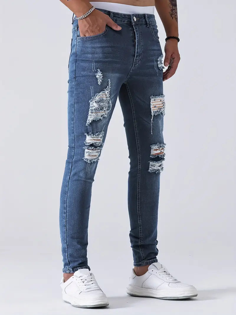 Zayden Zerrissene Jeans | Trendige Slim Fit Jeans für Männer-Chaps Herrenmode
