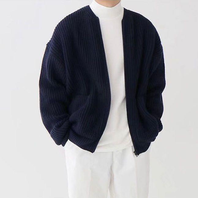 Zip Cardigan - Chunky - Rippenstrick - Strickjacke - Herren Strickjacke-Dunkelblau-XS-Chaps Herrenmode