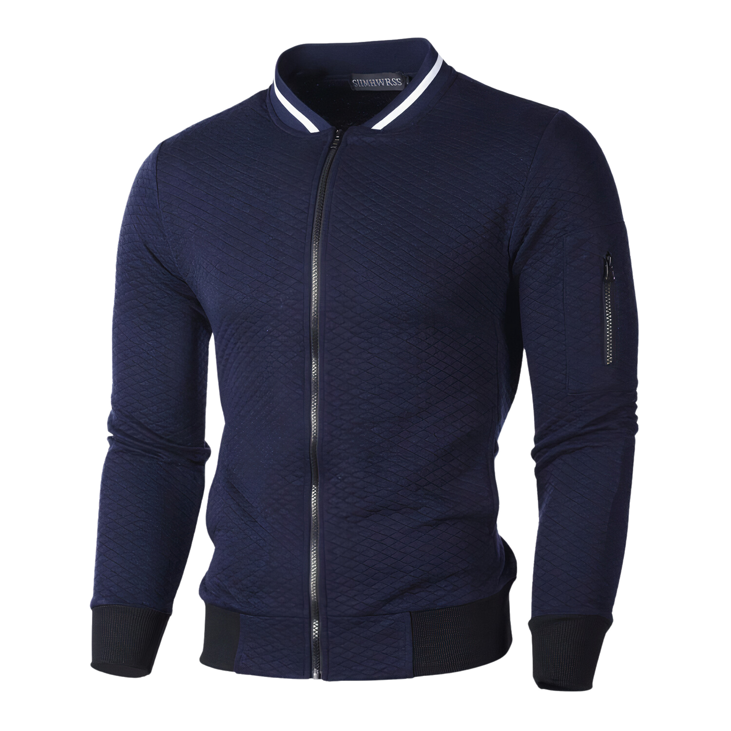 Zip Cardigan - Herren Pullover mit langen Ärmeln und schlanker Passform-Marineblau-S-Chaps Herrenmode