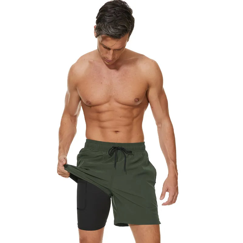 2-in-1-Shorts – zweilagige Herren-Badeshorts mit Kordelzug-Chaps Herrenmode