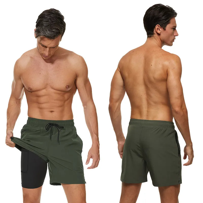 2-in-1-Shorts – zweilagige Herren-Badeshorts mit Kordelzug-Chaps Herrenmode