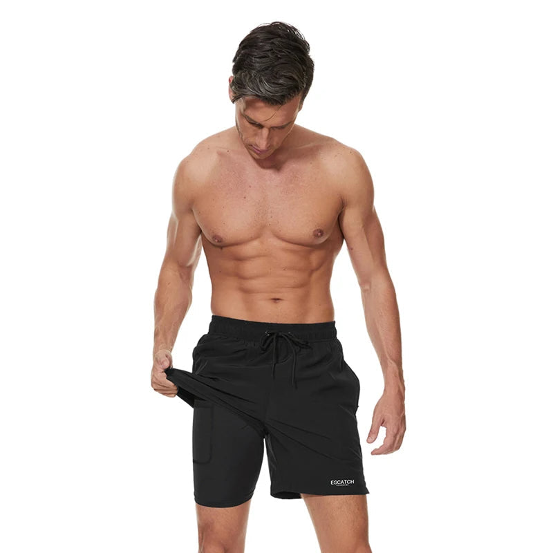 2-in-1-Shorts – zweilagige Herren-Badeshorts mit Kordelzug-Chaps Herrenmode