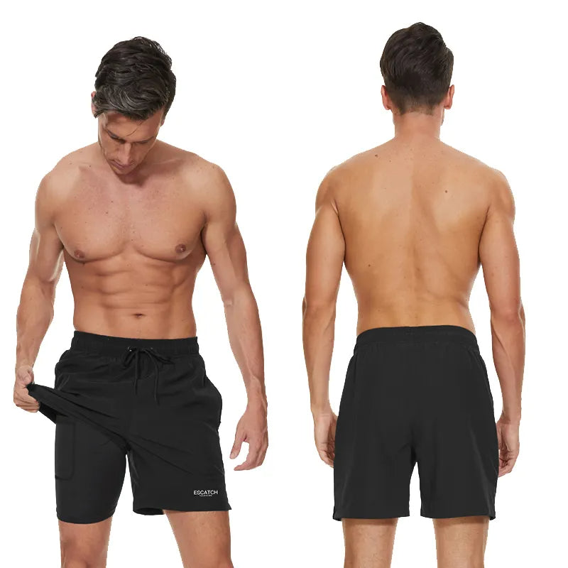 2-in-1-Shorts – zweilagige Herren-Badeshorts mit Kordelzug-Chaps Herrenmode