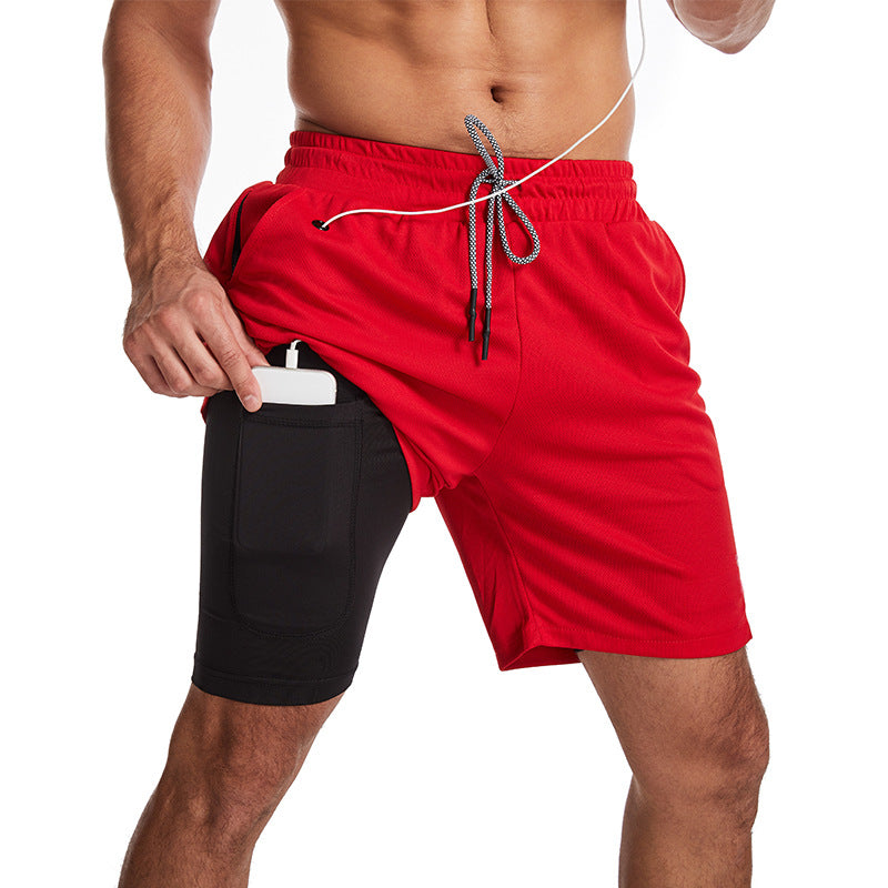 2-in-1-Shorts – zweilagige Herren-Badeshorts mit Kordelzug-Rot-M-Chaps Herrenmode