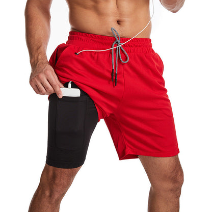 2-in-1-Shorts – zweilagige Herren-Badeshorts mit Kordelzug-Rot-M-Chaps Herrenmode