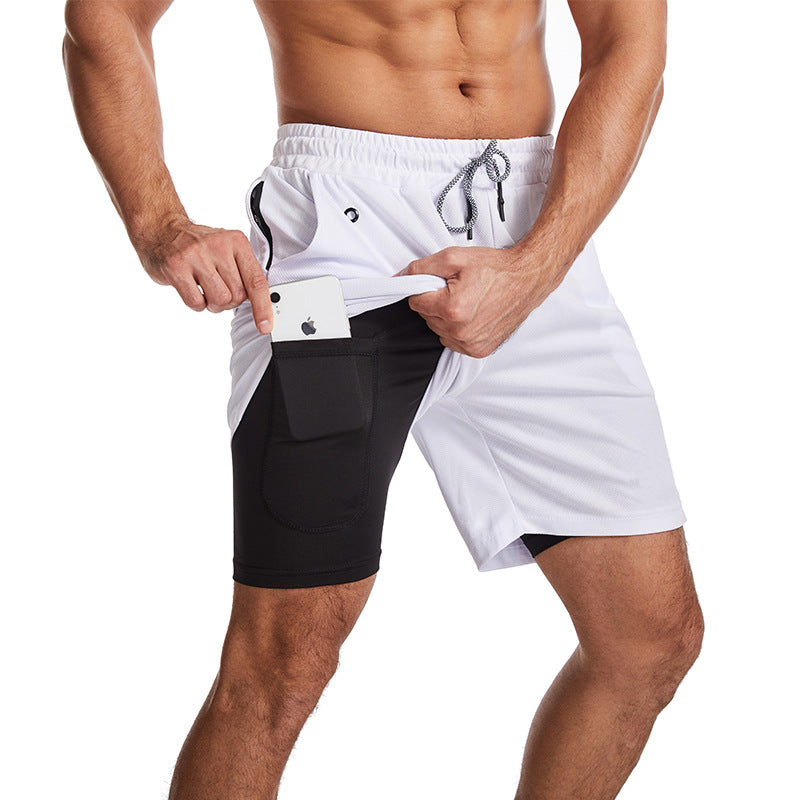 2-in-1-Shorts – zweilagige Herren-Badeshorts mit Kordelzug-Weiß-M-Chaps Herrenmode