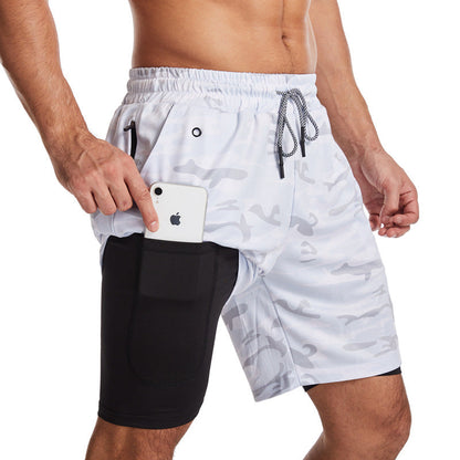 2-in-1-Shorts – zweilagige Herren-Badeshorts mit Kordelzug-Weißes Tarnmuster-M-Chaps Herrenmode