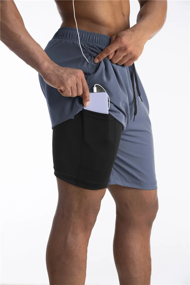 2-in1 Shorts | Taschen | Workout | Laufshorts | Herrenshorts-Chaps Herrenmode