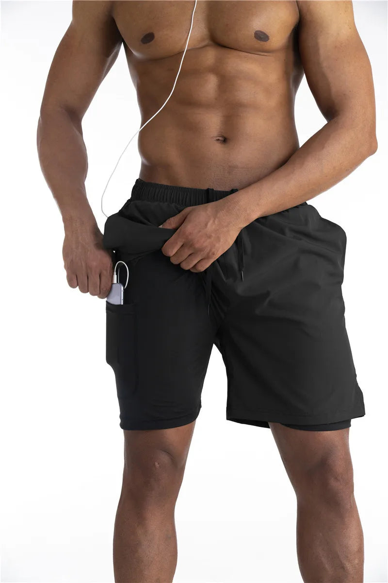 2-in1 Shorts | Taschen | Workout | Laufshorts | Herrenshorts-Chaps Herrenmode
