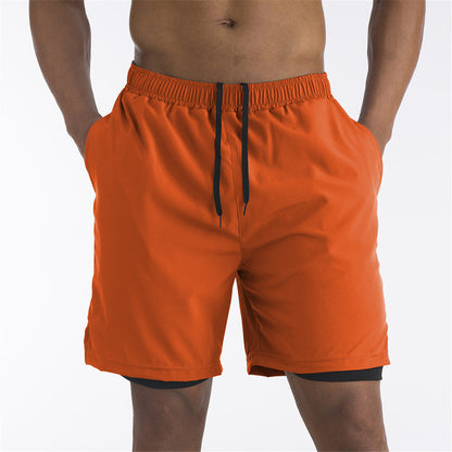 2-in1 Shorts | Taschen | Workout | Laufshorts | Herrenshorts-Orange-S-Chaps Herrenmode