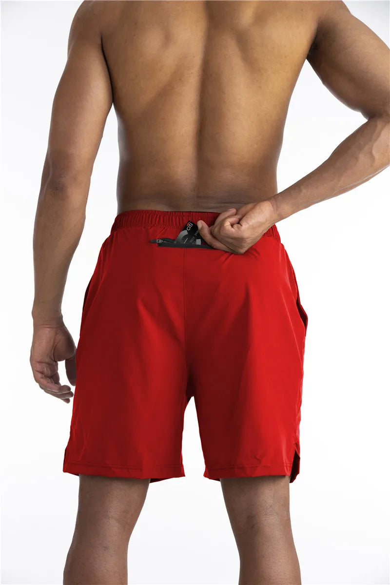 2-in1 Shorts | Taschen | Workout | Laufshorts | Herrenshorts-Rot-S-Chaps Herrenmode