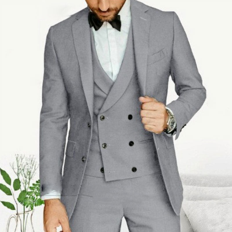 3-teiliger Anzug | Weste | Maßgeschneidert | Formaler Anzug | Herrenanzug-Grau-XS-Chaps Herrenmode