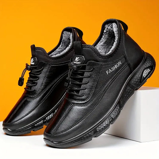 Aaron Winterschuhe | Plüschgefütterte Wanderschuhe für Männer-Schwarz-39.5-Chaps Herrenmode