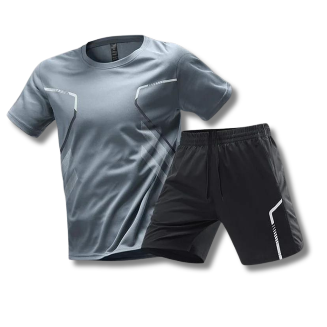 Activewear Set - T-Shirt - Shorts - Fitnesskleidung - Trainingskleidung für Männer-Dunkelgrau-XS-Chaps Herrenmode
