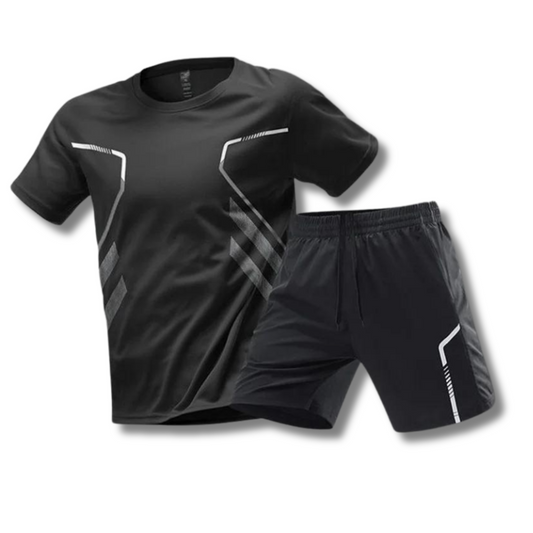 Activewear Set - T-Shirt - Shorts - Fitnesskleidung - Trainingskleidung für Männer-Schwarz-XS-Chaps Herrenmode