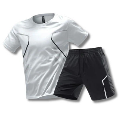 Activewear Set - T-Shirt - Shorts - Fitnesskleidung - Trainingskleidung für Männer-Weiß-XS-Chaps Herrenmode