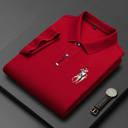 Adolfo Cambiaso Gesticktes Polo-Rot-XS-Chaps Herrenmode