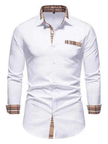 Aidan Kleid Hemd | Herren Langarmhemd mit Revers-Weiß-S-Chaps Herrenmode
