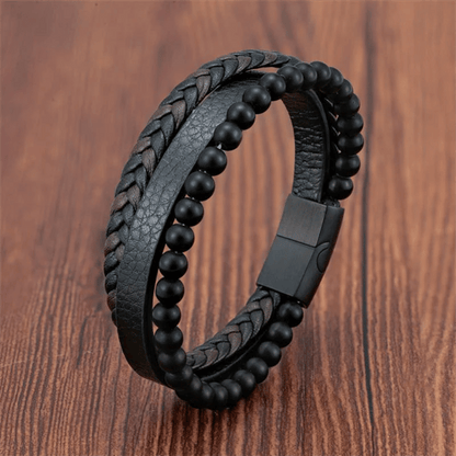 Angstarmband – Beruhigendes schwarzes Anti-Stress-Perlenarmband-Chaps Herrenmode
