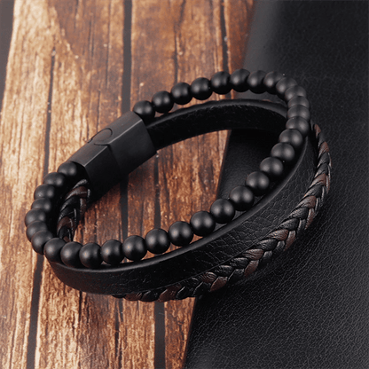 Angstarmband – Beruhigendes schwarzes Anti-Stress-Perlenarmband-Chaps Herrenmode
