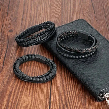 Angstarmband – Beruhigendes schwarzes Anti-Stress-Perlenarmband-Chaps Herrenmode