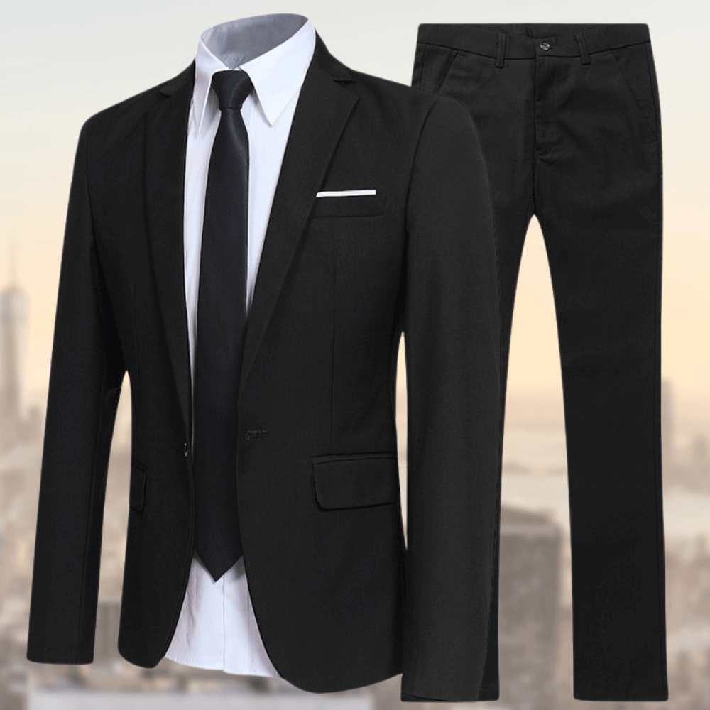 Anzug | Maßgeschneidert | Zweiteiler | Anzugjacke | Anzughose-Schwarz-S-Chaps Herrenmode