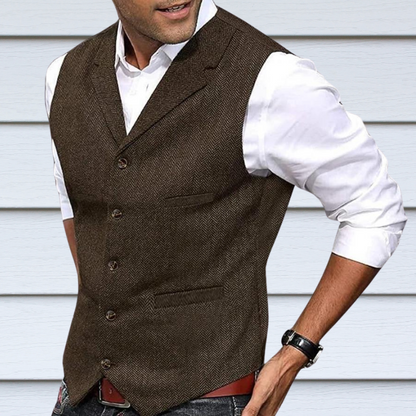 Anzug Weste | Einreihig | Maßgeschneidert | Tweedweste | Herrenweste-Braun-S-Chaps Herrenmode