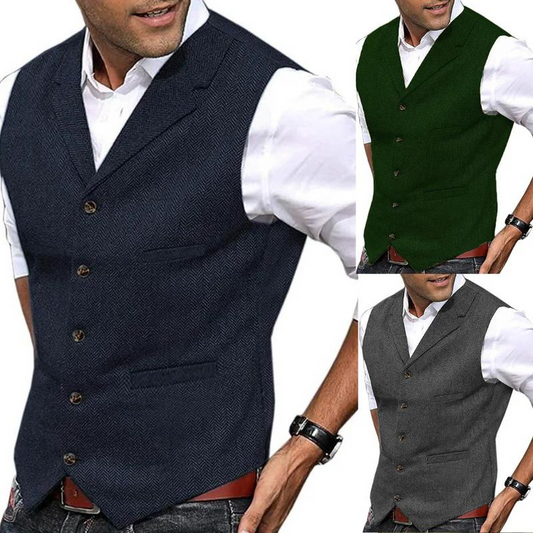 Anzug Weste | Einreihig | Maßgeschneidert | Tweedweste | Herrenweste-Chaps Herrenmode
