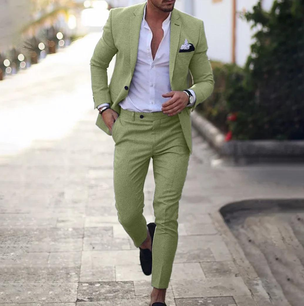 Anzug - Zweiteilig - Maßgeschneidert - Herren Blazer - Anzughose-Grün-S-Chaps Herrenmode