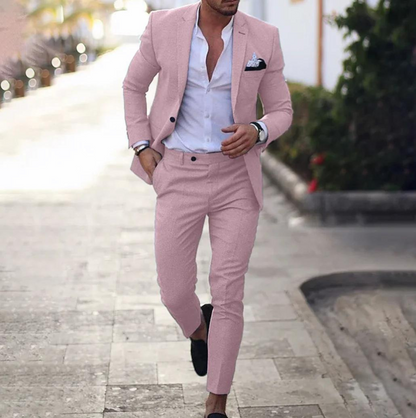 Anzug - Zweiteilig - Maßgeschneidert - Herren Blazer - Anzughose-Rosa-S-Chaps Herrenmode