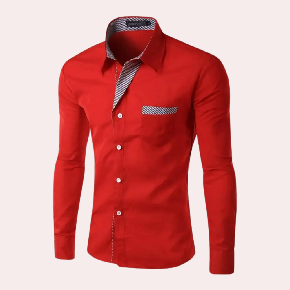 Anzughemd | Slim Fit | Langarm | Hemd mit Knopfleiste | Herrenhemd-Rot-M-Chaps Herrenmode