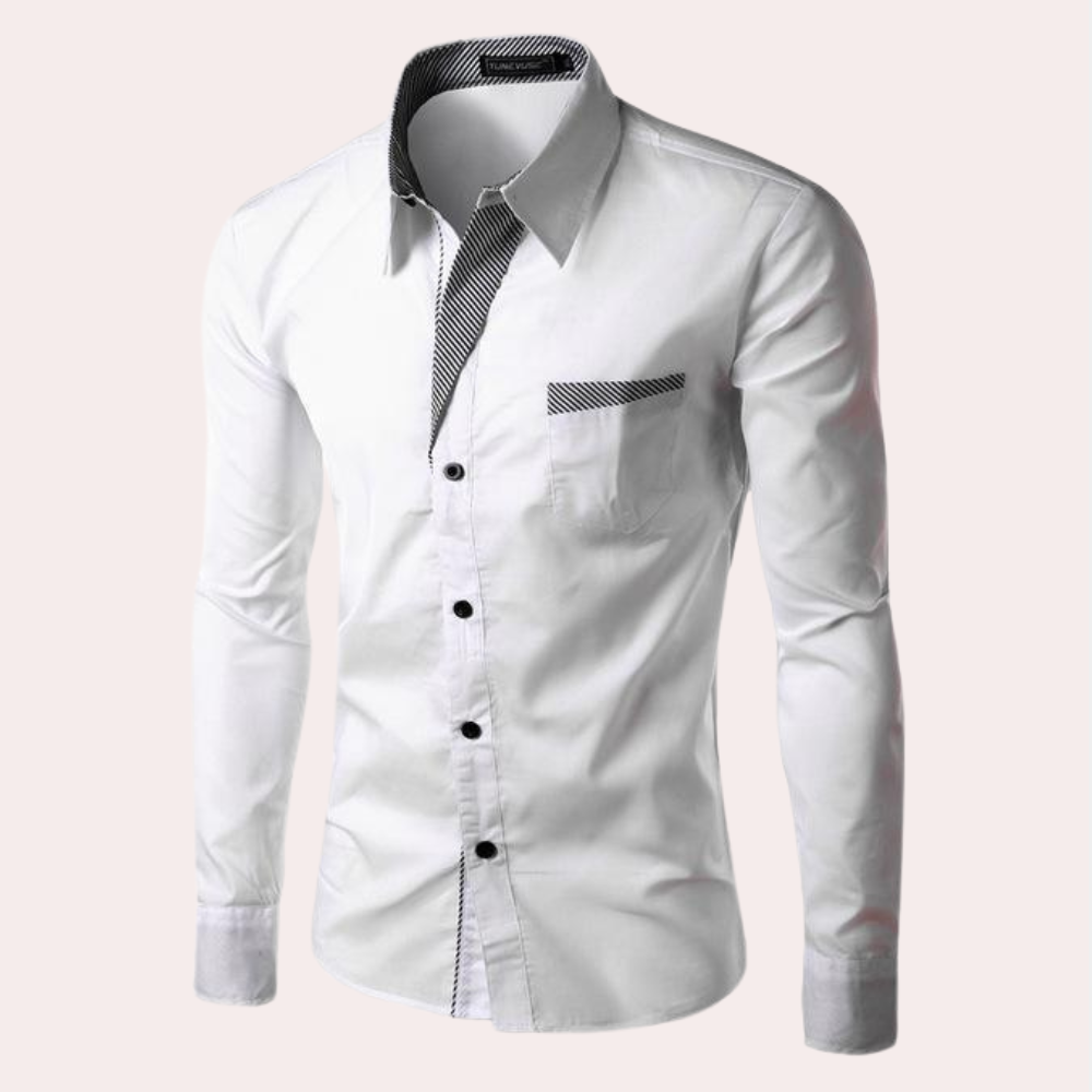 Anzughemd | Slim Fit | Langarm | Hemd mit Knopfleiste | Herrenhemd-Weiß-M-Chaps Herrenmode