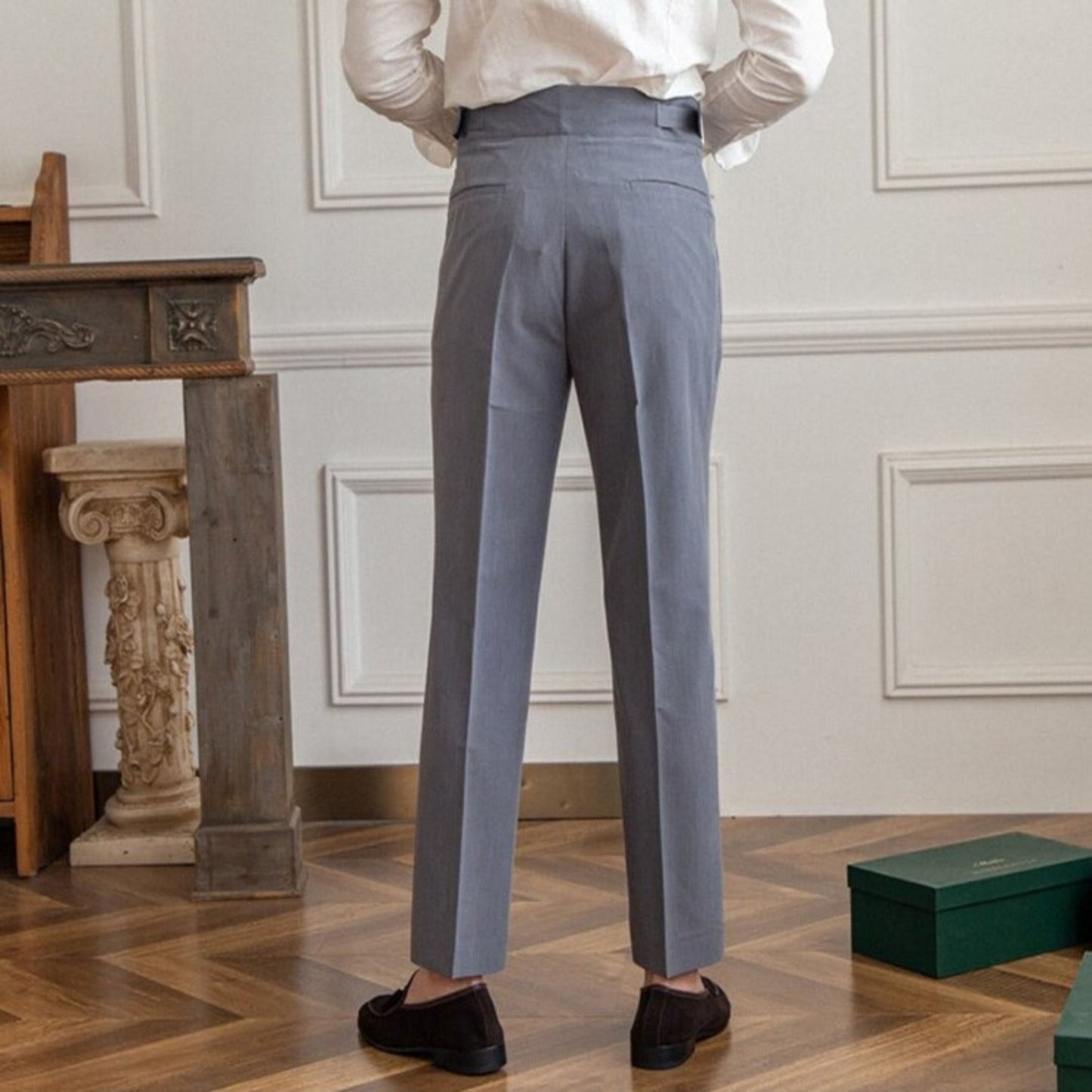Anzughose - Verstellbar - Hohe Taille - Bundfaltenhose - Herrenhosen-Chaps Herrenmode