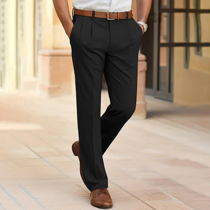 Anzughosen | Smart Casual | Gerades Bein | Businesshosen | Herrenhosen-Schwarz-S-Chaps Herrenmode