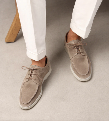 Anzugschuhe | Schnürschuhe | Wildleder | Leder Loafers | Herrenschuhe-Hellbeige-38-Chaps Herrenmode