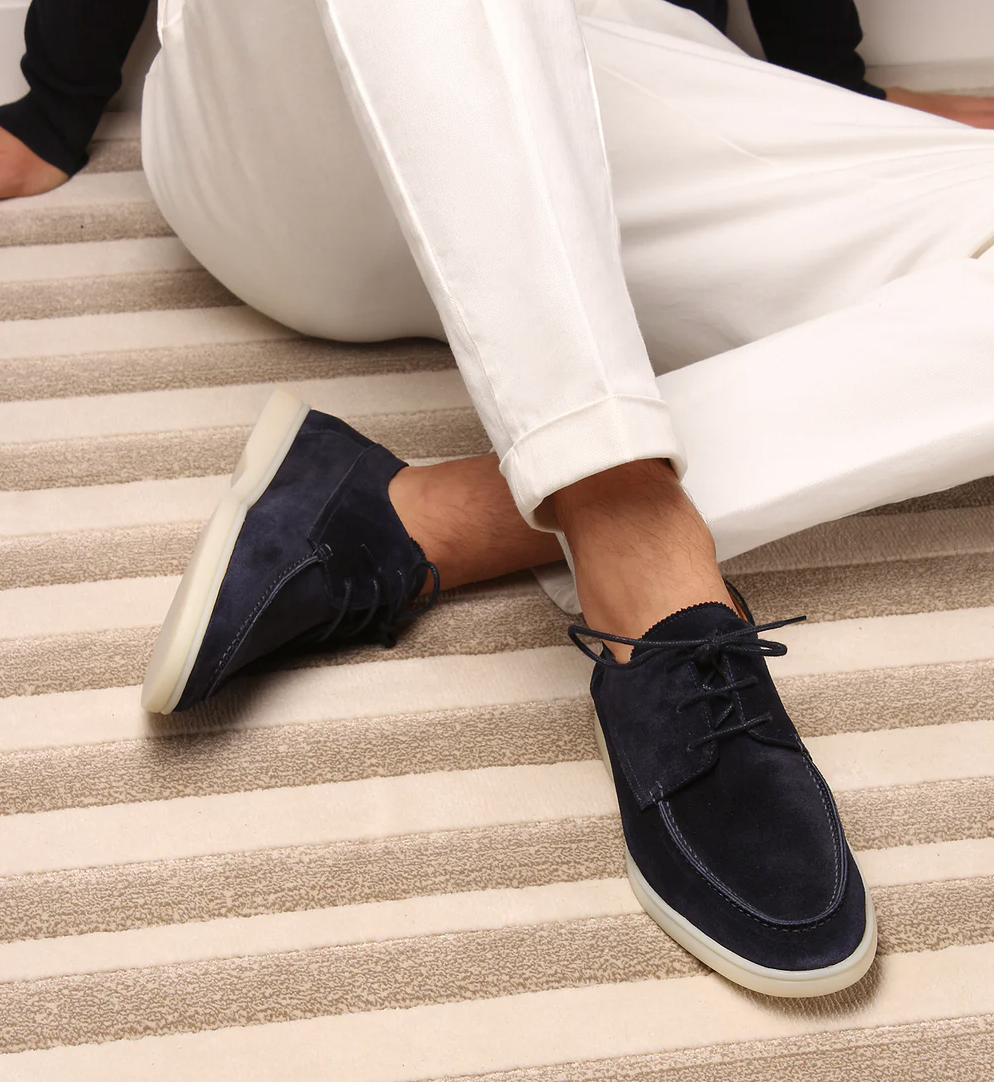 Anzugschuhe | Schnürschuhe | Wildleder | Leder Loafers | Herrenschuhe-Marineblau-38-Chaps Herrenmode