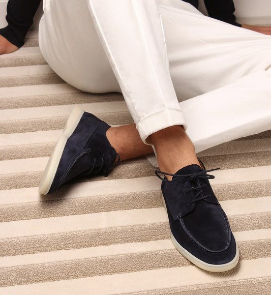 Anzugschuhe | Schnürschuhe | Wildleder | Leder Loafers | Herrenschuhe-Marineblau-38-Chaps Herrenmode